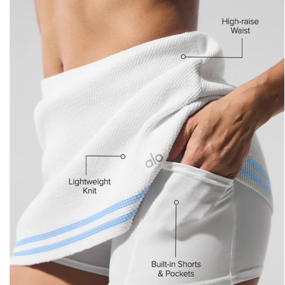 ALO Yoga White and Blue Tennis Club Skirt - Picture 2 of 6